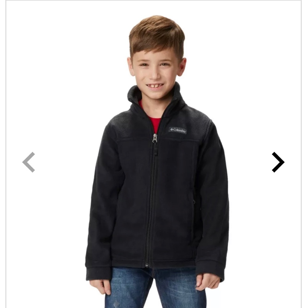 Back to school!! Columbia Unisex Black Fleece Jacket. Size Large 14/16.